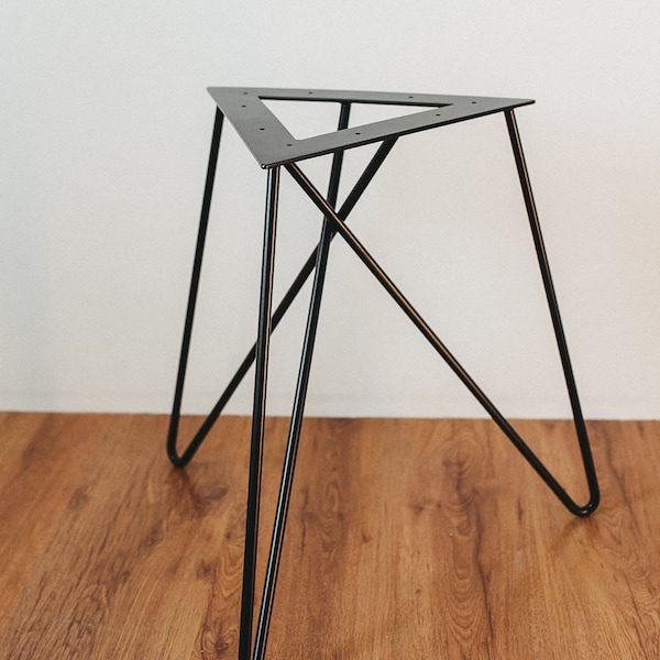 Metal table leg for heavy round table top | Metal hairpin triangle leg | Coffee table legs | Steel table round legs | Minimalism