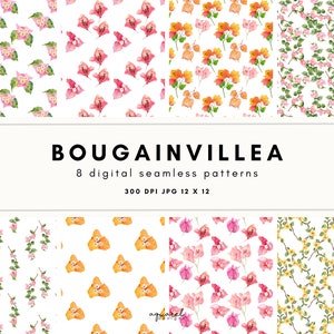 Bourganvillea naadloos patroon, aquarel clipart, tropische clipart, bloem clipart, Hawaiiaans, zomer clipart, digitaal papier, png