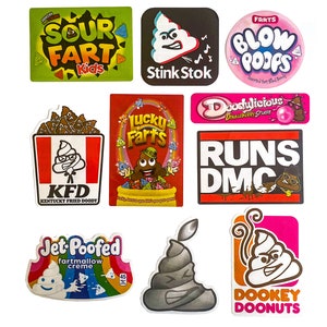 Set of 10 NEW Junk Food Doody Stickers - Poop Emoji - Parody Series 4
