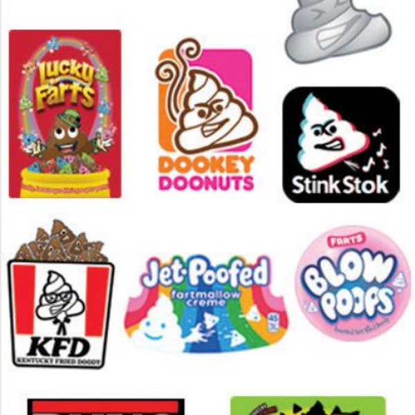 10 NEW Junk Food Doody Stickers - Set of 10 - Poop Emoji - Parody Series 4