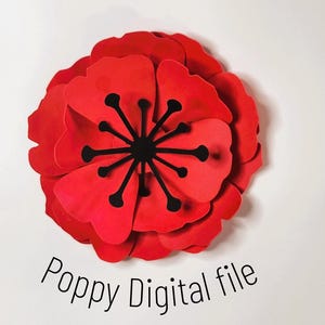 Coquelicot SVG, modèle de papier cartonné Cricut, fichier de coupe du jour du Souvenir, téléchargement numérique pour la fête des anciens combattants