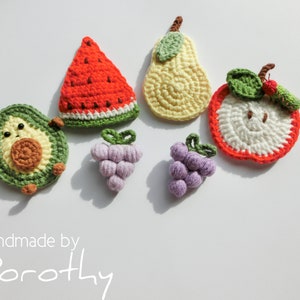 Crochet Hair Clip, Fruit Hair Clip, Pear Hair Clip, Grape Hair Clip, Avocado,  Watermelon, Apple, Caterpillars