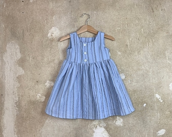 Blauwe jurk voor meisjes / baby's gemaakt van riem