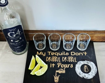 Customizable Tequila Shot Tray: Baltic Birch Bar Decor