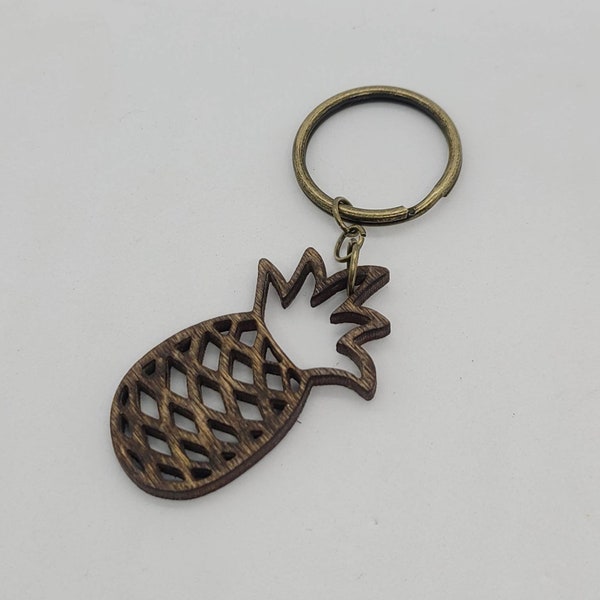 Pineapple Keychain- Wood Engraved Keychain - Mothers Day Gift - Friend Gift - Gifts Under 10 - Galentines Gift - Tropical Keychain