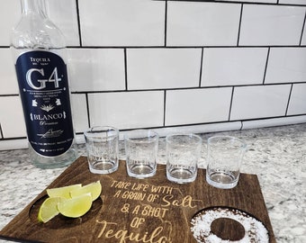 Customizable Tequila Shot Tray: Baltic Birch Bar Decor