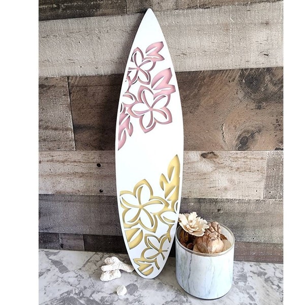 Surf Board Wall Hanging - Sea Turtle Decor - Pineapple Decor - Tropical Flower Decor - House Warming Gift - Custom Sign - Beach Decor