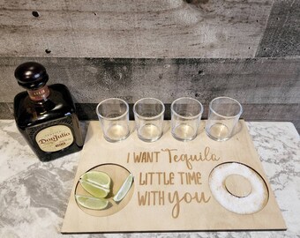 Customizable Tequila Shot Tray: Baltic Birch Bar Decor
