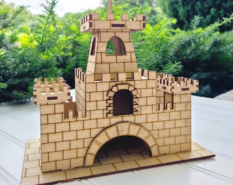 Baltic Birch Wooden Castle: Kids Pretend Play, Mini Dolls