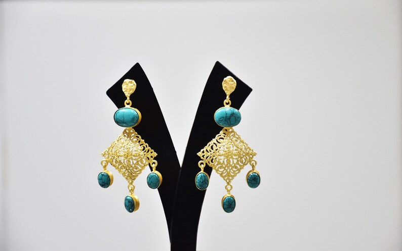 Brass Gold Drop Earrings Bridesmaid Earrings Turquoise Drop Earrings Labradorite Drop EARRINGS Labradorite Cabochon Gemstone Earrings