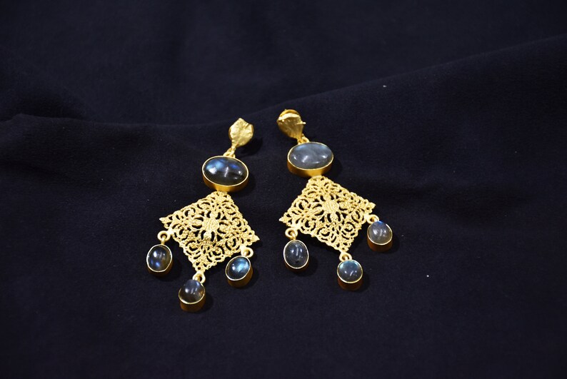 Brass Gold Drop Earrings Bridesmaid Earrings Turquoise Drop Earrings Labradorite Drop EARRINGS Labradorite Cabochon Gemstone Earrings