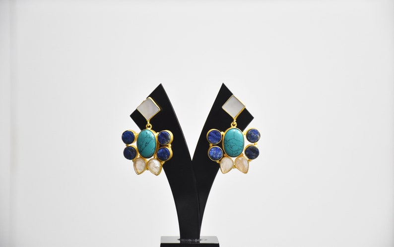 BIG Earring Gifts for her Lapis Earrings Gemstone Earring Rose Quartz Earring LARGE EARRINGS Turquoise Earring Multicolor Earrings