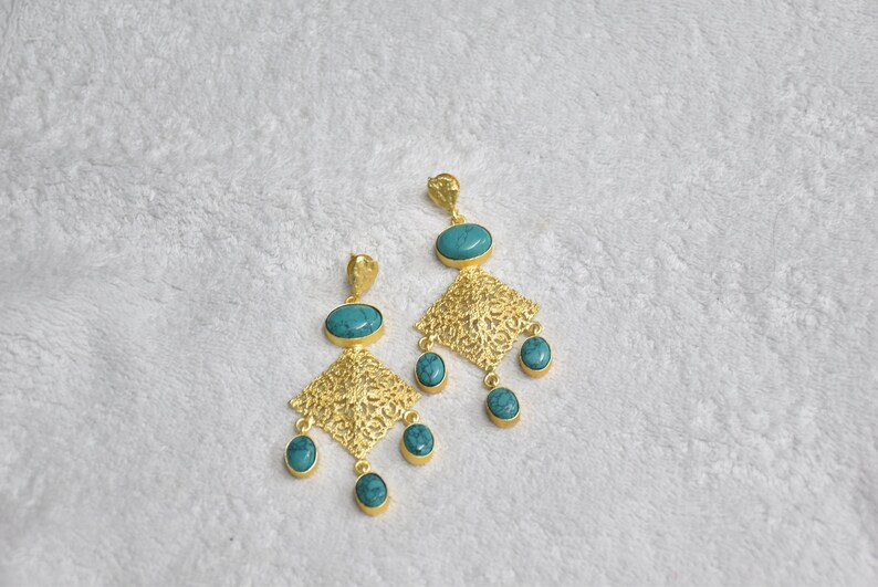 Brass Gold Drop Earrings Bridesmaid Earrings Turquoise Drop Earrings Labradorite Drop EARRINGS Labradorite Cabochon Gemstone Earrings