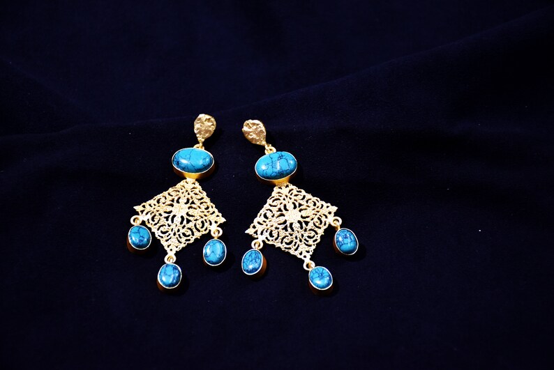 Brass Gold Drop Earrings Bridesmaid Earrings Turquoise Drop Earrings Labradorite Drop EARRINGS Labradorite Cabochon Gemstone Earrings