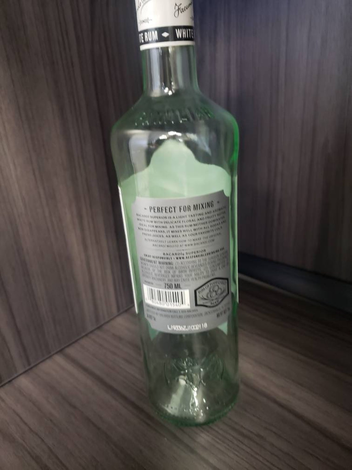 750ml Bacardi Rum Empty Liquor Bottle Great for DIY Projects Lamps, Soap Dispenser, Lights Etsy
