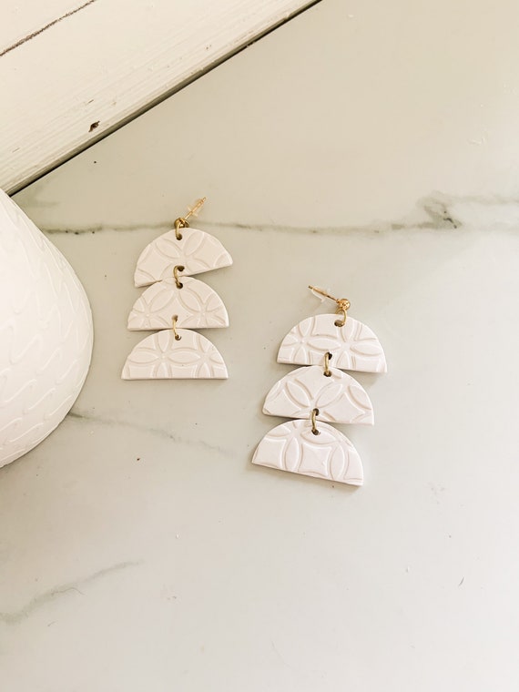White clay earrings deals