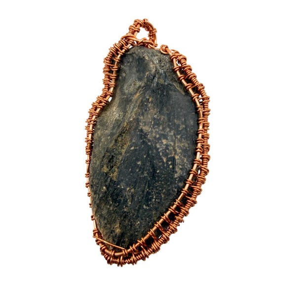 Colar com Fóssil de Esturjão, Envoltório de Fio de Bronze, Cordão Preto, 35-81 cm