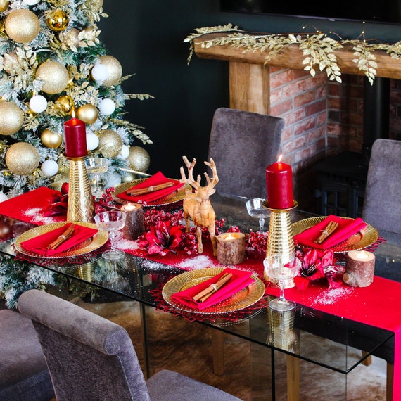 Simple Modern Black and Gold Christmas Tablescapes - Home with Holliday