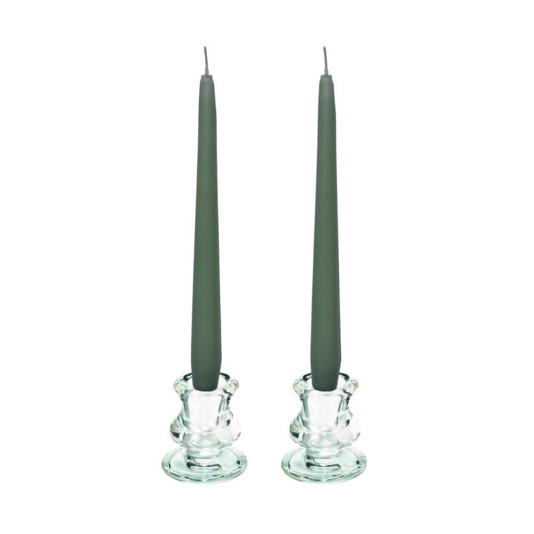 Jade Green Taper Candles & Glass Candle Holder Set 2 Candle Set Etsy