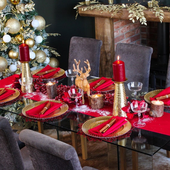 Simple Modern Black and Gold Christmas Tablescapes - Home with Holliday
