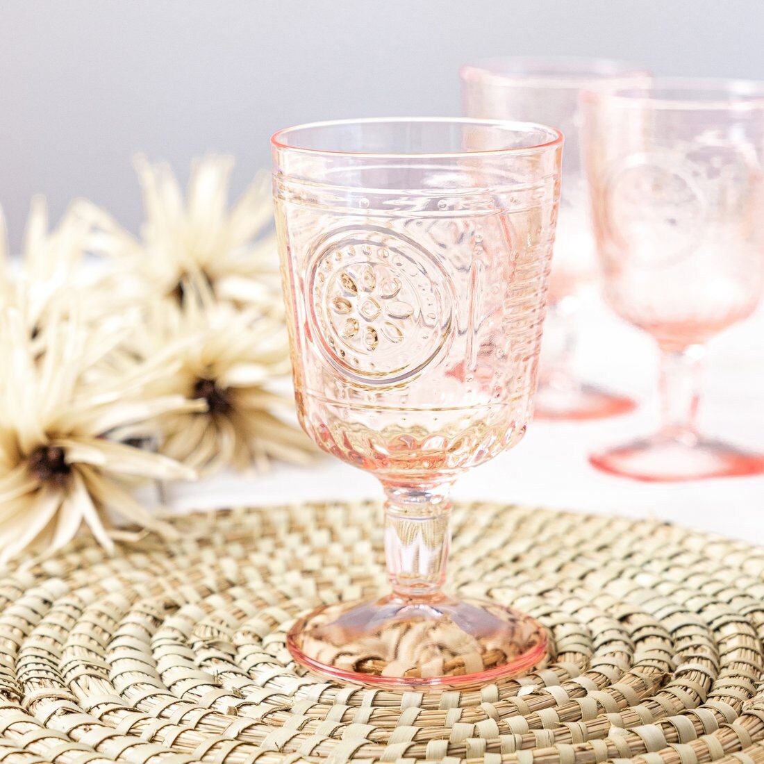 Art Deco Pink Vintage Retro Wine Glasses set of 4 Wedding | Etsy