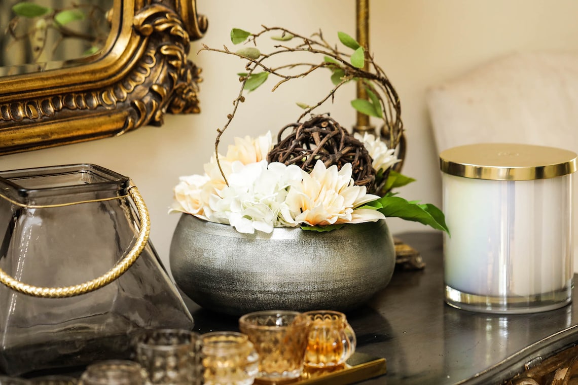 Silk floral coffee table arrangement flower arrangement faux Etsy