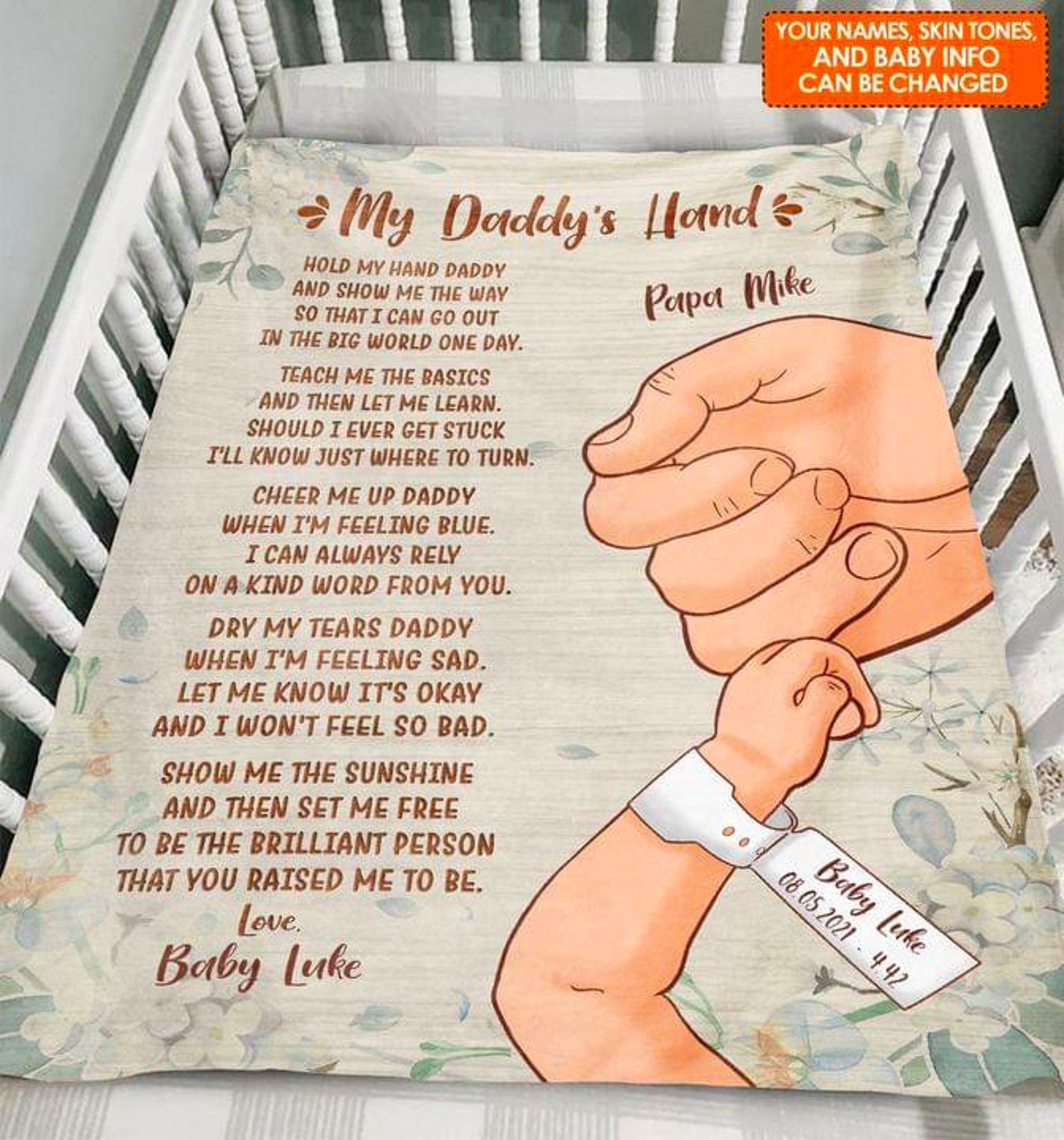 Personalized My Daddy's Hand Poem Fleece Blanket Etsy
