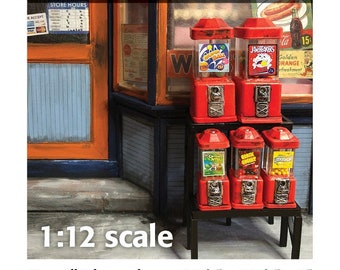 Storefront Machines & Display Rack (1:12 scale miniature)