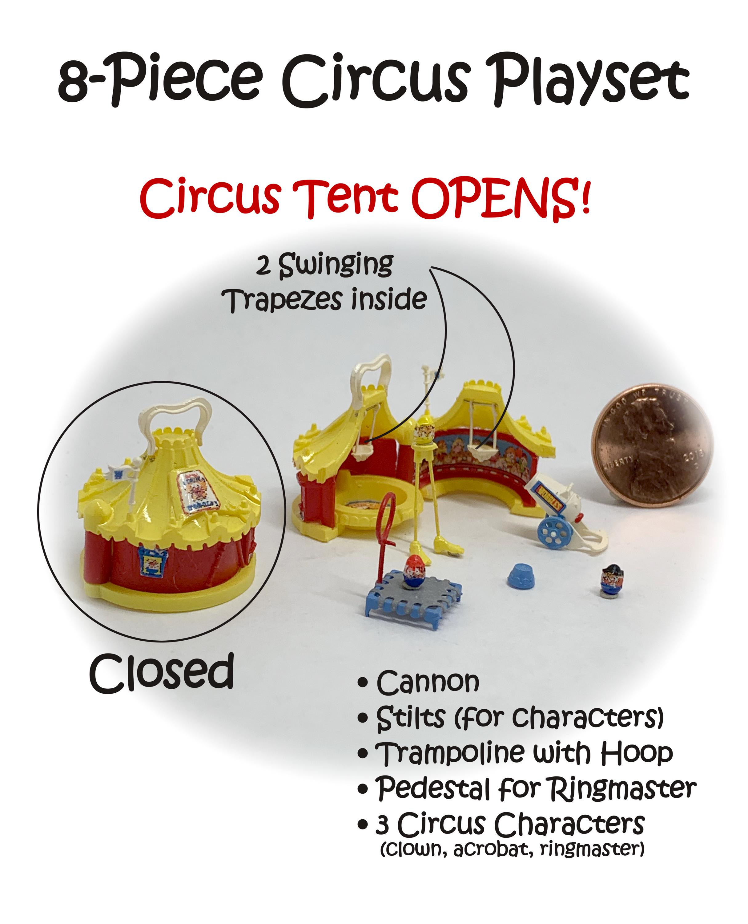 Made-to-order - CUTE 8-piece Wobbles Circus Tent Miniature Playset