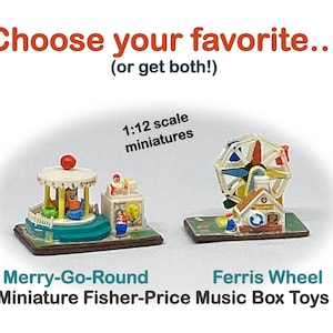Tiny Fisher-Price Mini Music Box Toys (choose your favorite - 1:12 scale for your dollhouse)