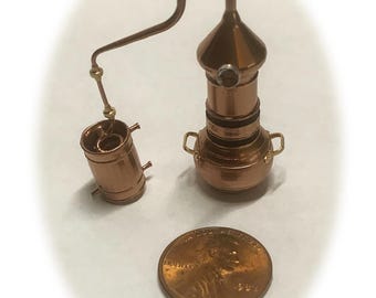 Tiny Copper Moonshine Liquor Still Replica Model Inside Small