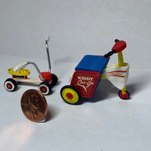 Fun little Playskool Little Tyke Scooters in 1:12,scale for your dollhouse (two eras to choose from)
