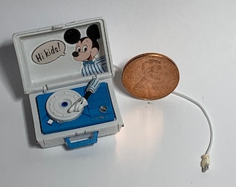 ライト付きのビンテージ レトロ ポータブル ミッキー マウス ディスコ