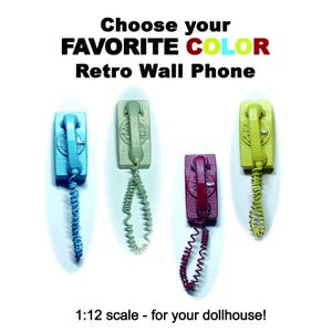 Retro-Style Rotary Wall Phones in Groovy Colors! (1:12 scale for your dollhouse)