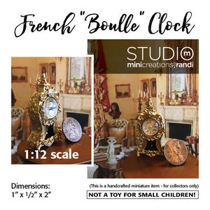 Gold French Boulle Mantle Clock (1:12 scale for your dollhouse)