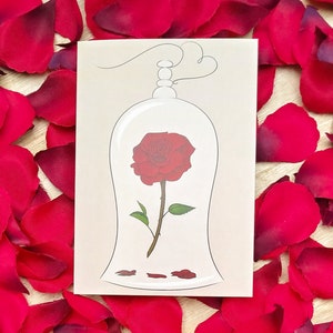 Carte de voeux - Rose sous cloche