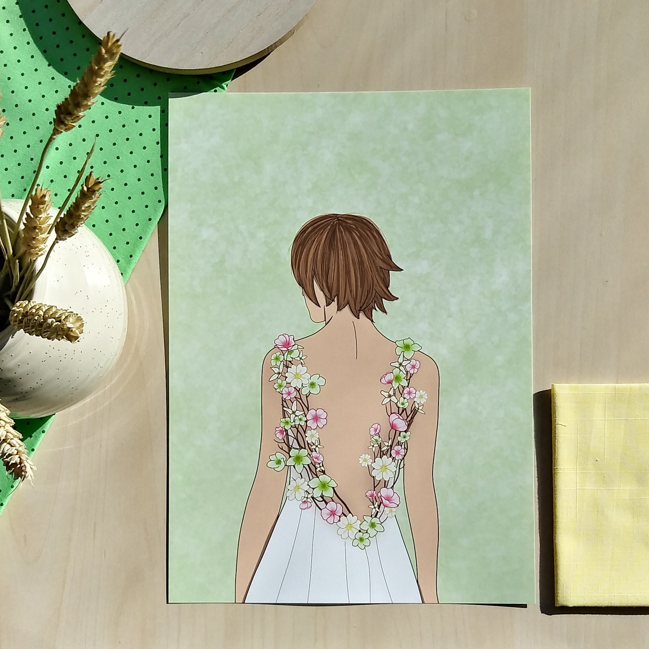 Affiche - Femme à La Robe en Fleurs | Ostara, Printemps