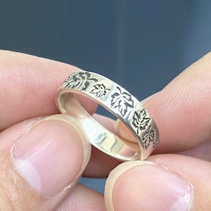925 Silber Ahorn Blätter Ring