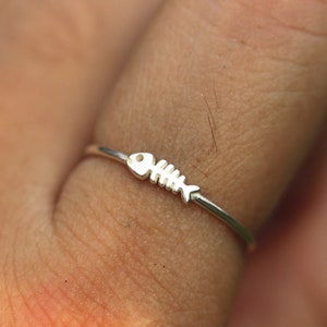 925 silver fish bone ring,fish ring