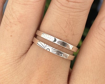 925 silver Crescent Moon ring,silver sunrise ring,sunshine jewelry,sun jewelry,Minimal jewelry