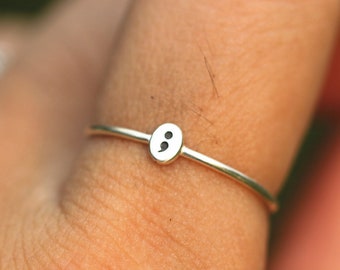 925 silver semicolon ring