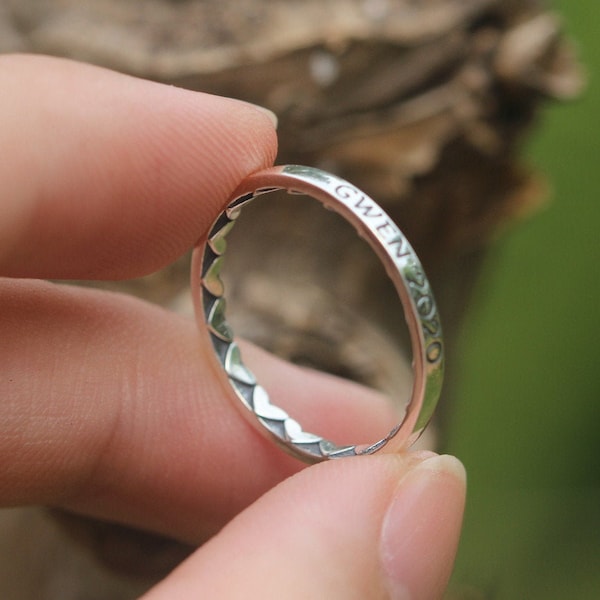 Custom 925 Silver Initial Ring: Personalized Name, Heart Love Ring