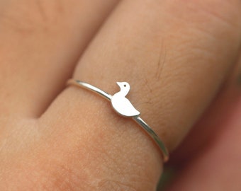 925 silver Little duck ring