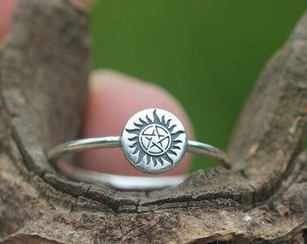 925 silver pentagram ring