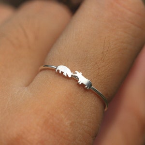 925 silver hippos ring,custom family hippos jewelry,Hippopotamus jewelry