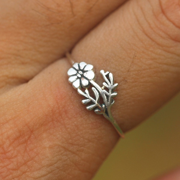 925 silver October Birth Flower ring,cosmos ring,cosmos flower jewelry,Floral Ring,Bridesmaid Gift,Birth Flower jewelry,unique handmade gift