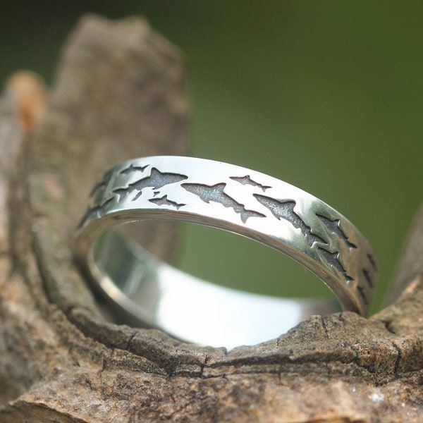 925 silver shark fish ring,silver band ring