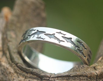 925 silver shark fish ring,silver band ring