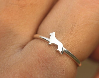 925 silver German Shepherd dog ring