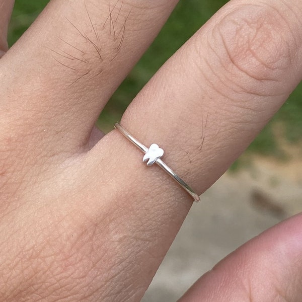 Zahnring, kleine Zähne Ring, 925 Silber Zahnarzt Schmuck, minimale Schmuck